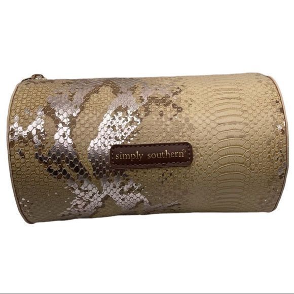 NWT Simply‎ Southern Small Round Snakeskin Cosmetic Bag - Picture 1 of 6